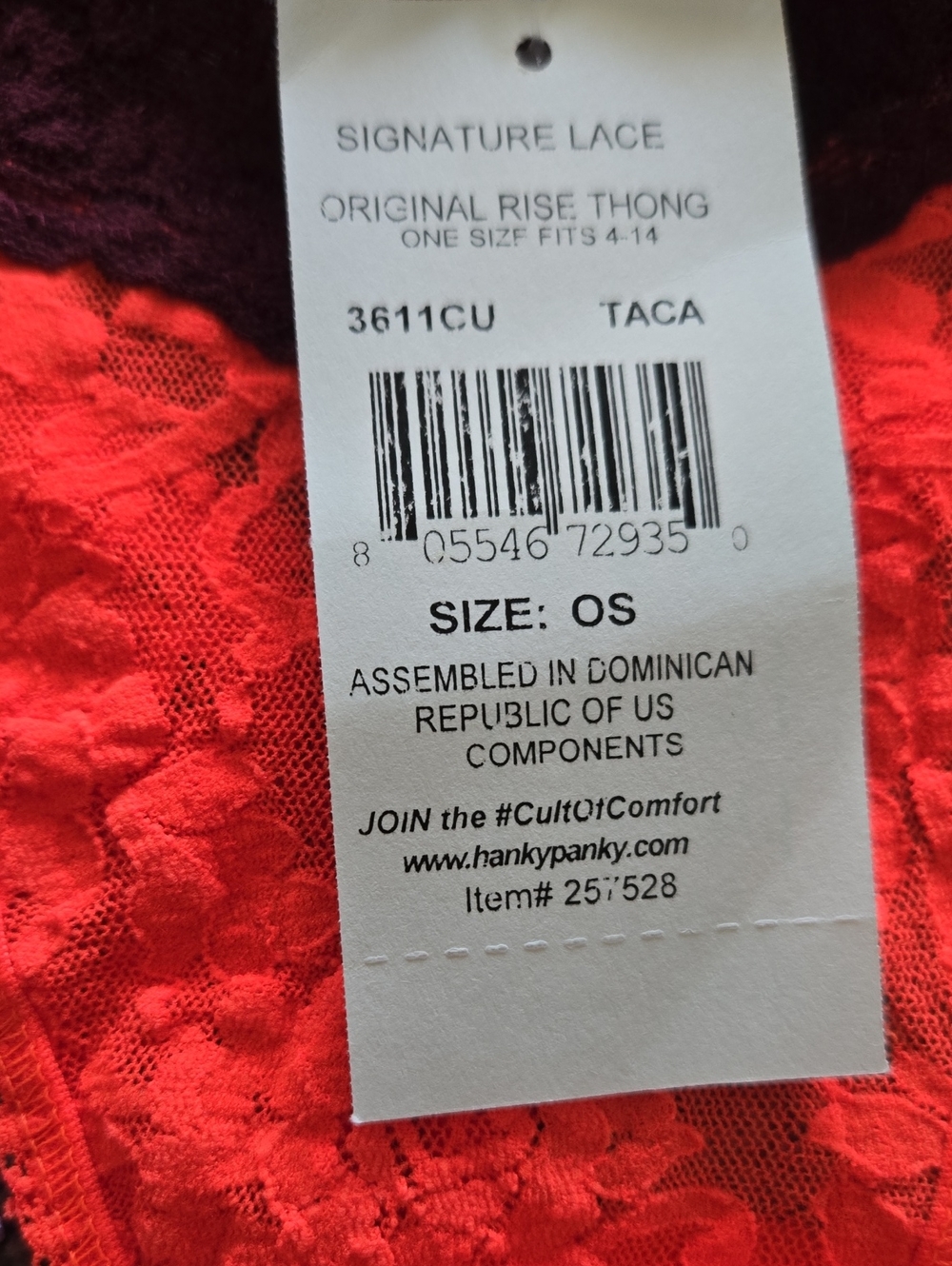 Nwt Bundle/ Lot Of 4 Hanky Panky Original Rise Signature Lace Thongs Size OS - Picture 6 of 6